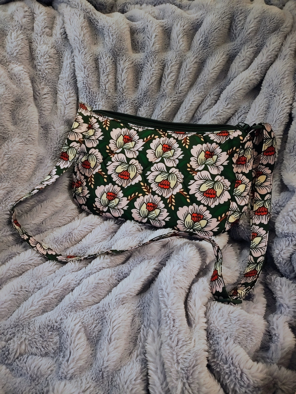Vera Bradley Floral Print Green Crossbody Bag